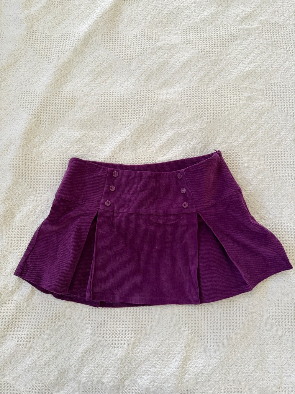 Pleated Purple Corduroy Mini Skirt emo